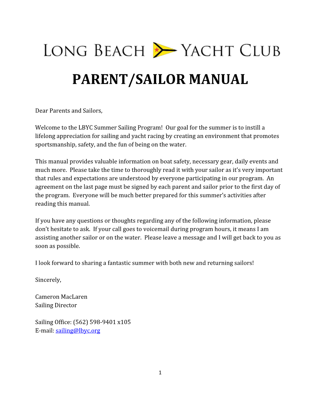 Parent/Sailor Manual