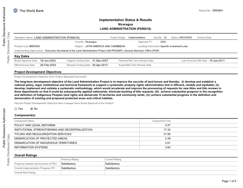 The World Bank Report No: ISR4941