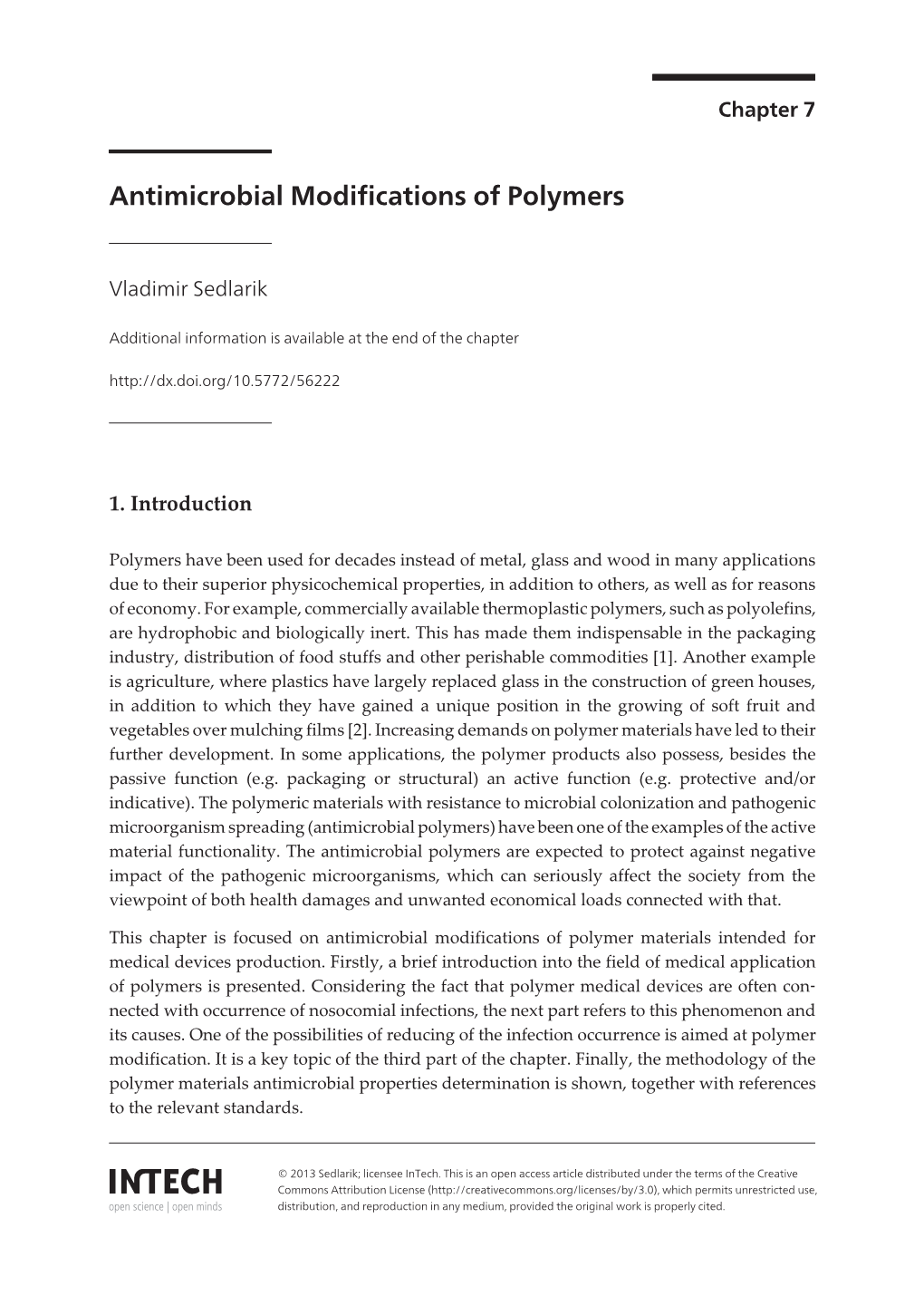 Antimicrobial Modifications of Polymers