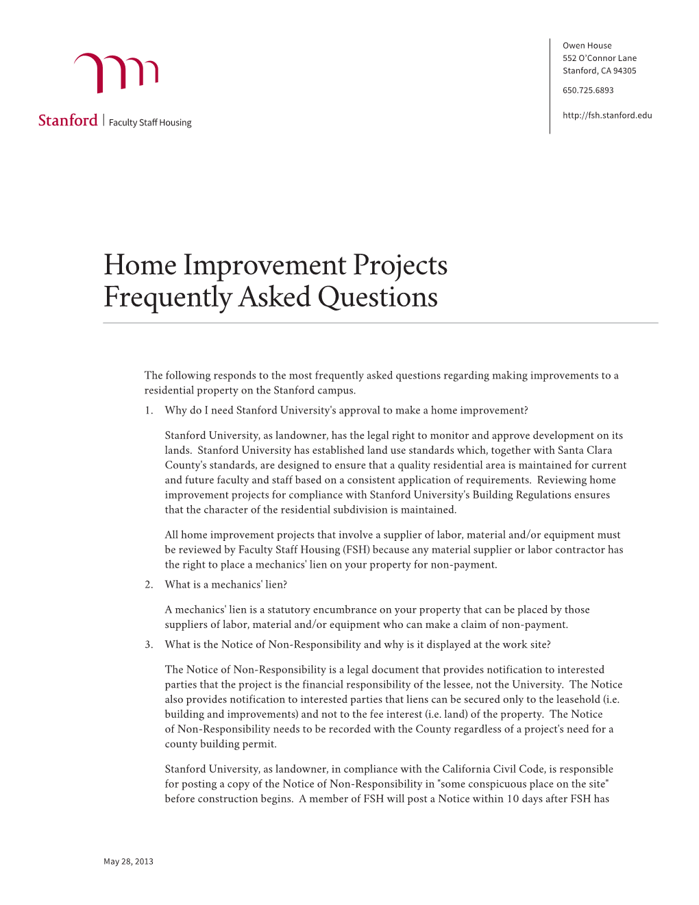 Home Improvement Projects Frequently Asked Questions