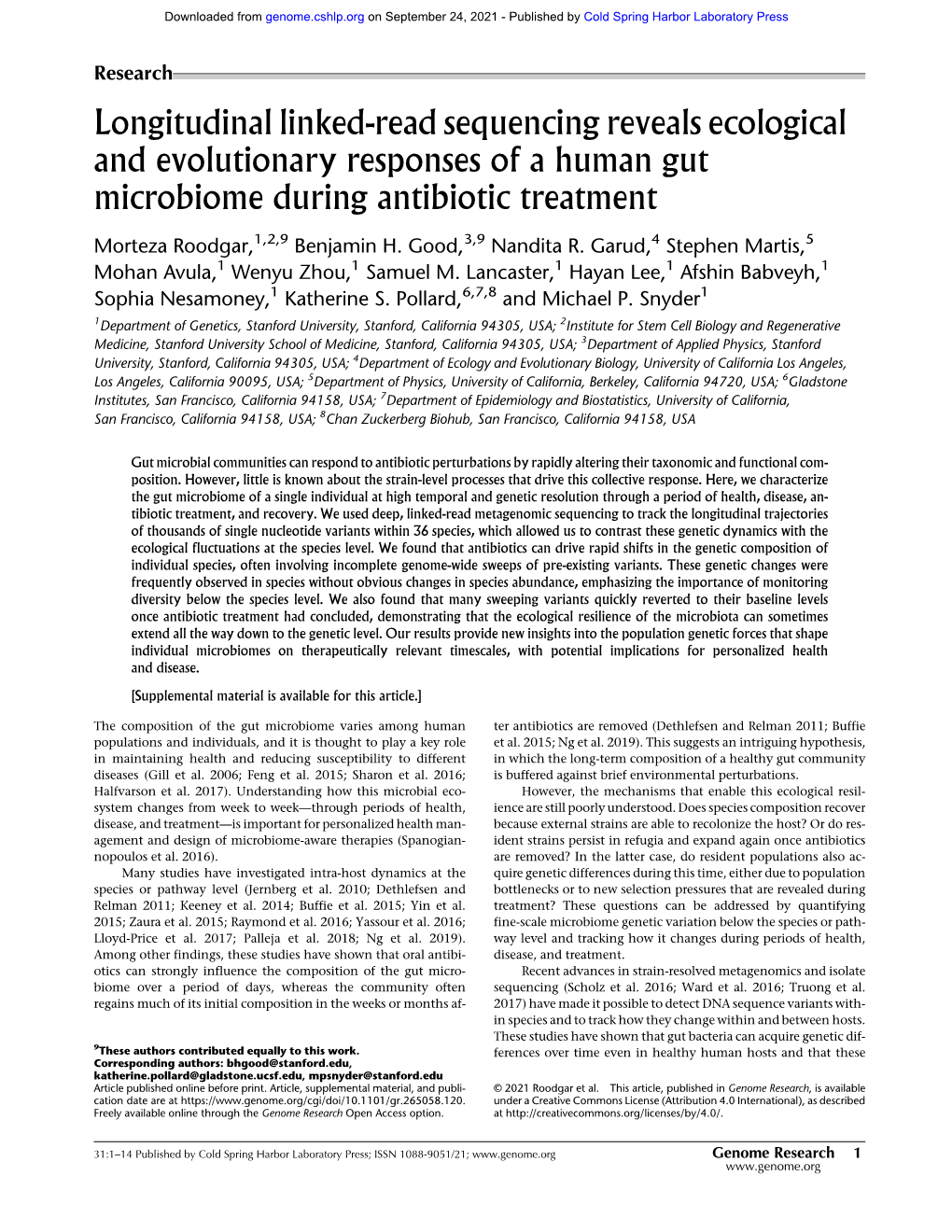 Longitudinal Linked-Read Sequencing Reveals Ecological and Evolutionary Responses of a Human Gut Microbiome During Antibiotic Treatment