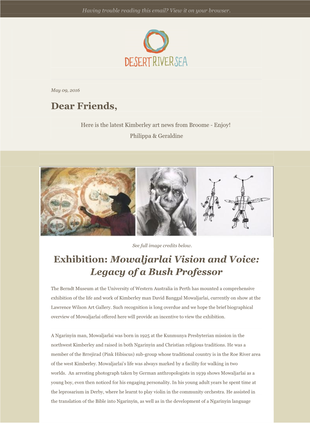 Dear Friends, Exhibition: Mowaljarlai Vision and Voice