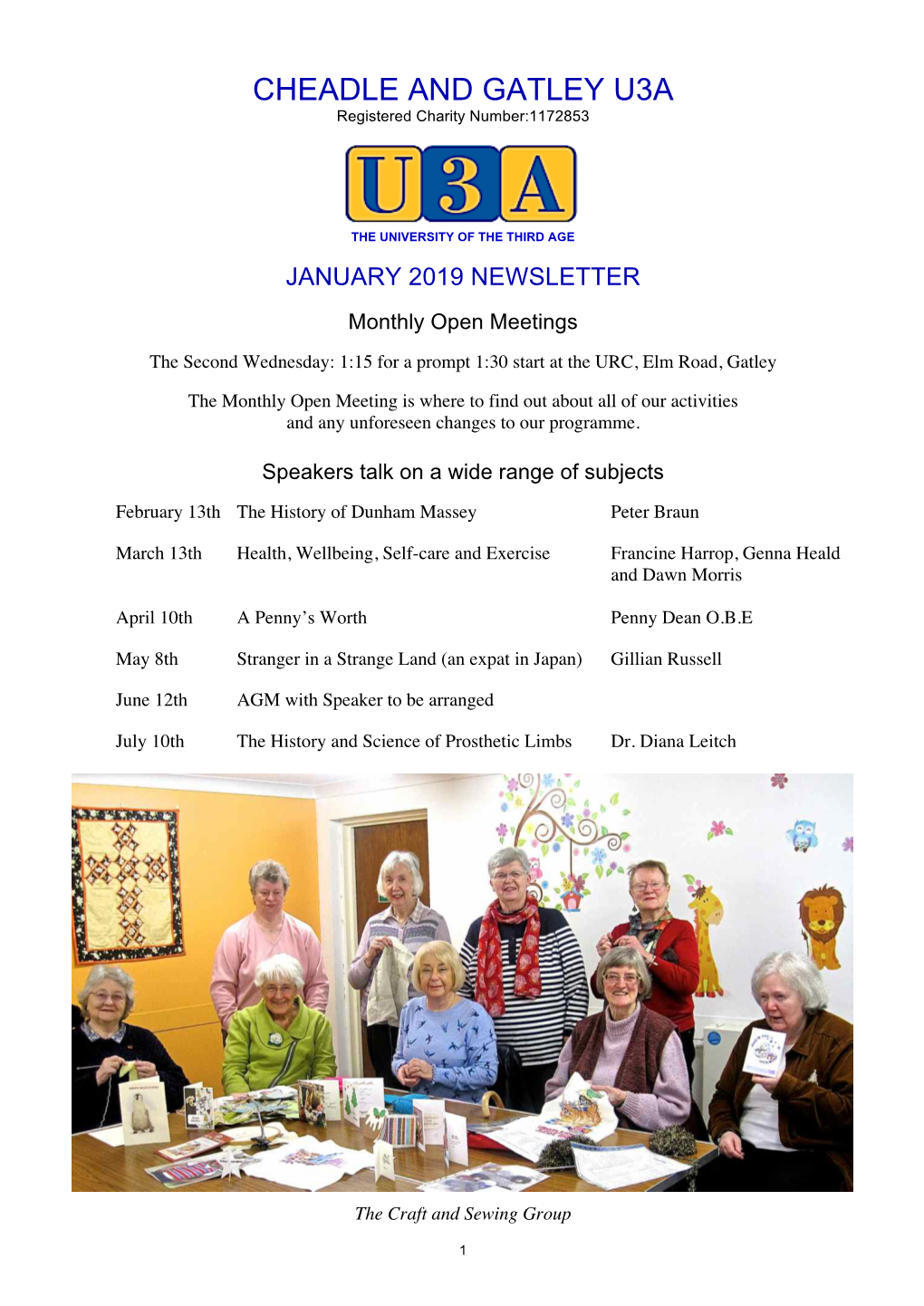 CHEADLE and GATLEY U3A Registered Charity Number:1172853