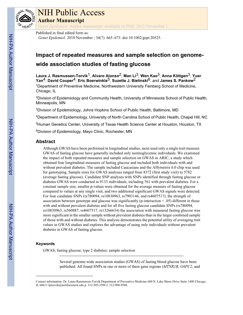 NIH Public Access Author Manuscript Genet Epidemiol