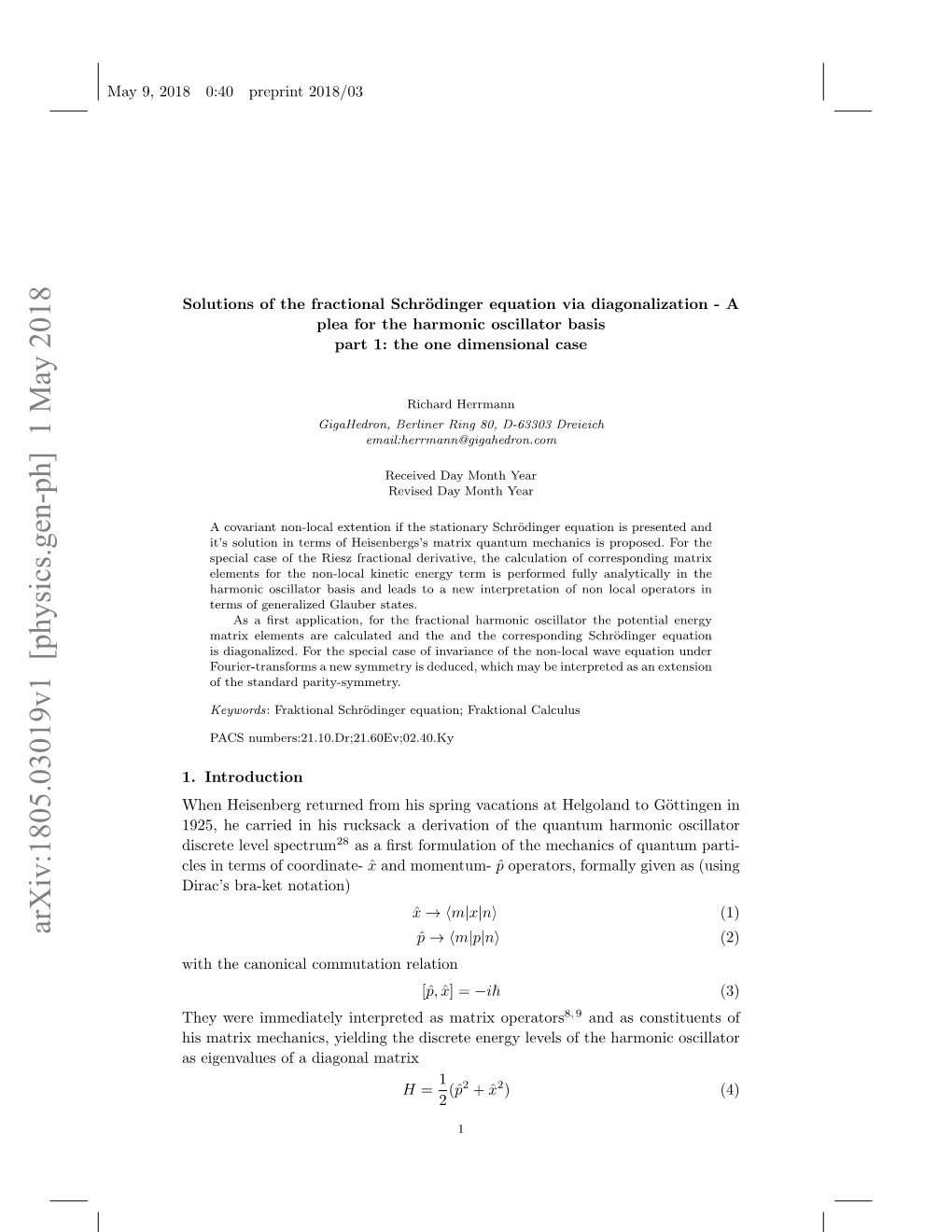 Solutions of the Fractional Schr\