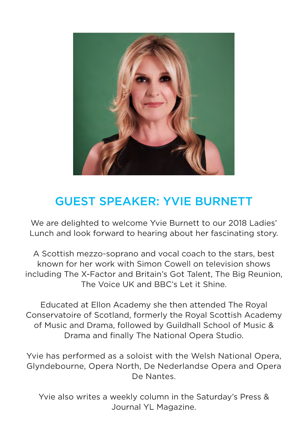 Guest Speaker: Yvie Burnett 2018 La