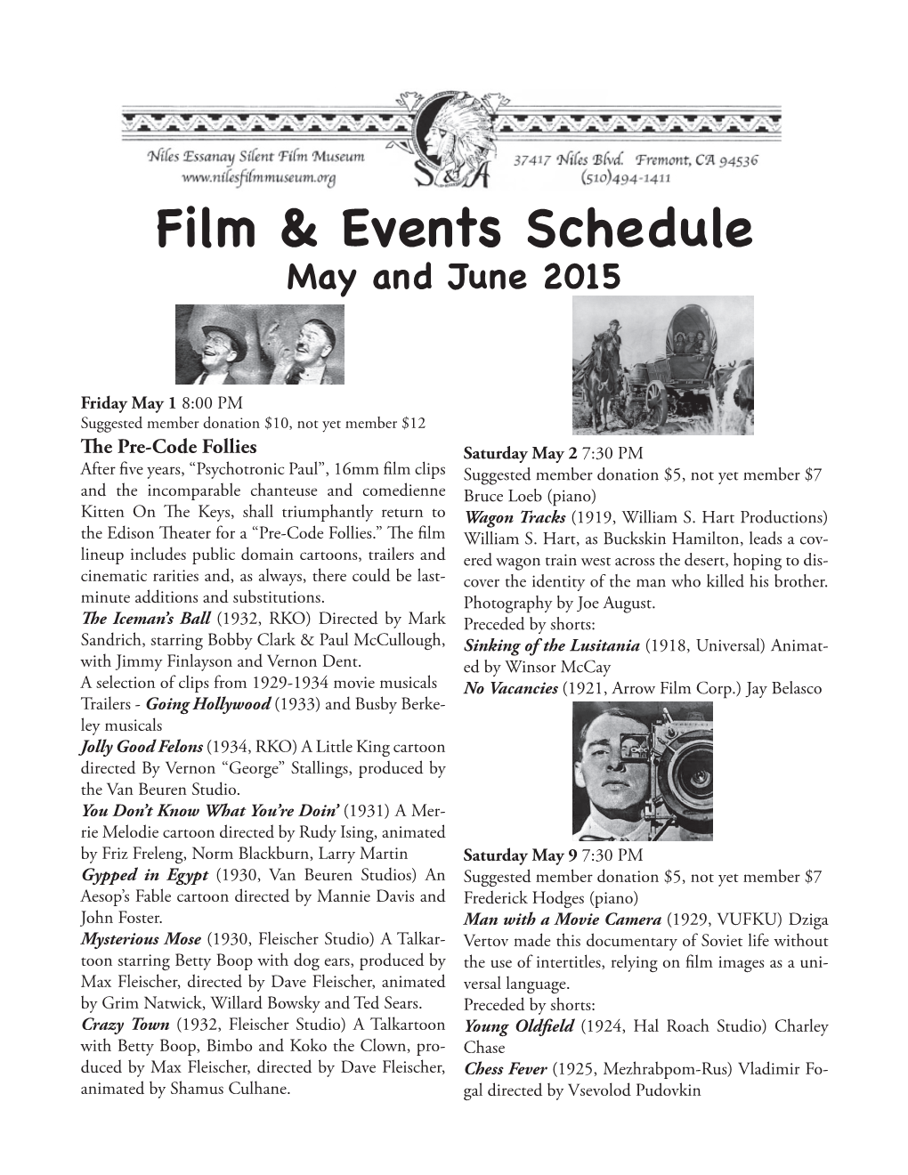 Film & Events Schedule