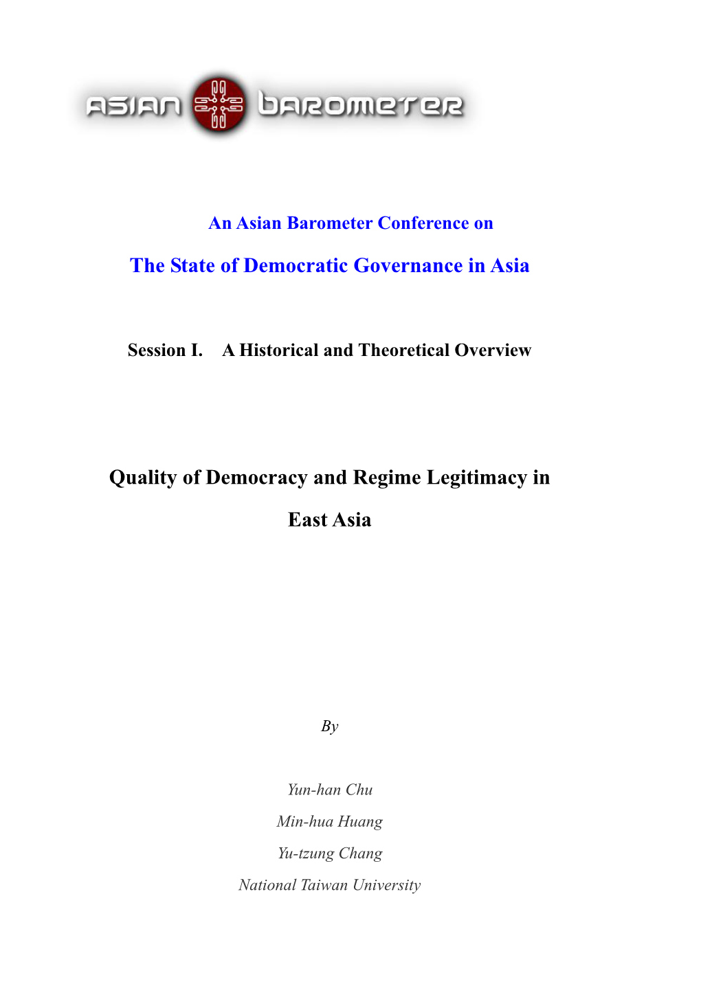 Quality of Democracy and Regime Legitimacy in East Asia