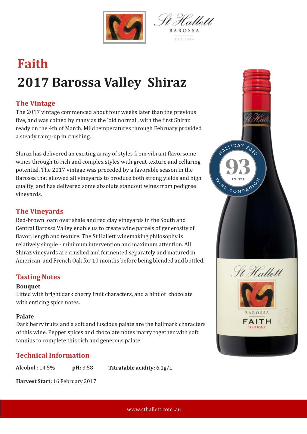 Faith 2015 Barossa Valley Shiraz