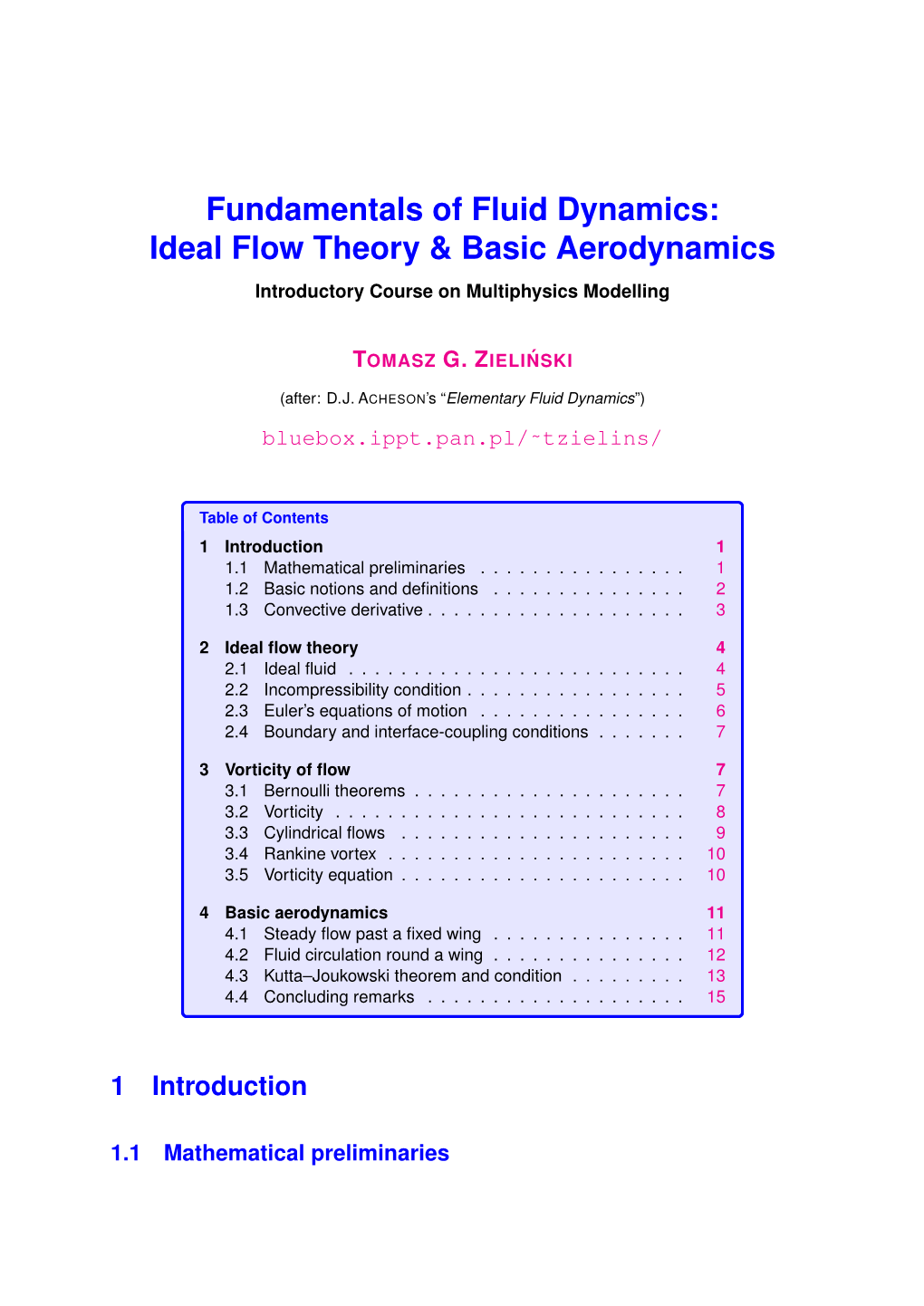 (ICMM Lecture) Fundamentals of Fluid Dynamics: Ideal Flow Theory