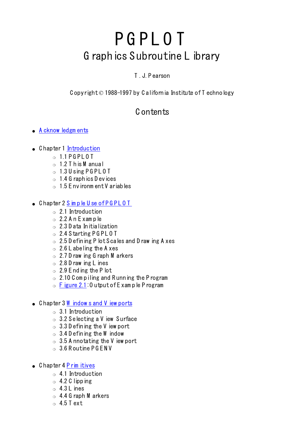 PGPLOT Graphics Subroutine Library