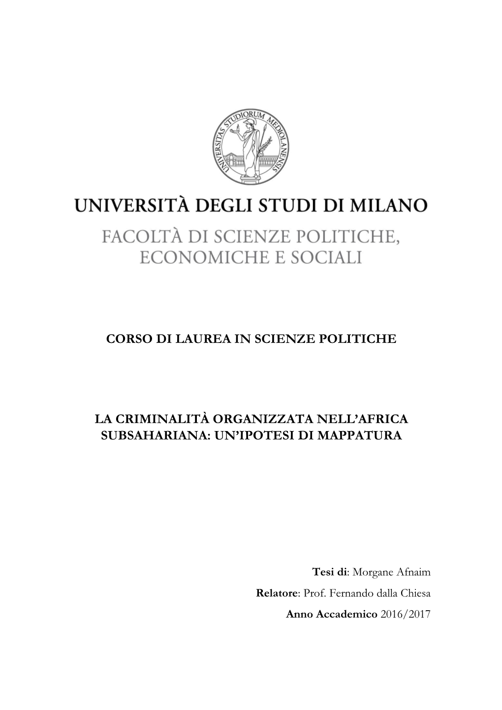 La Criminalità Organizzata Nell'africa Subsahariana