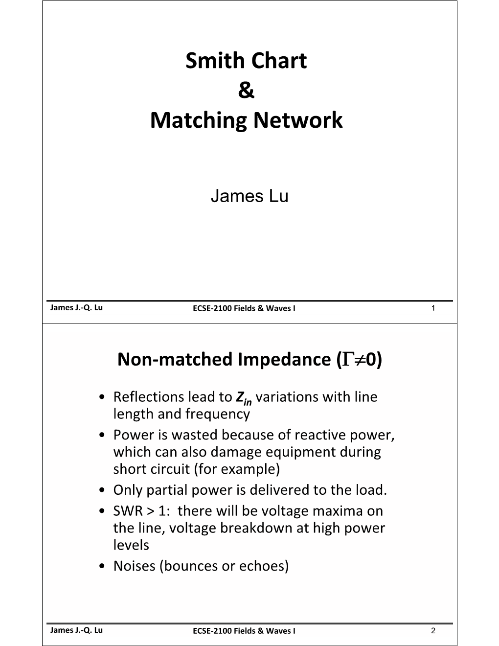 Smith Chart & Matching Network