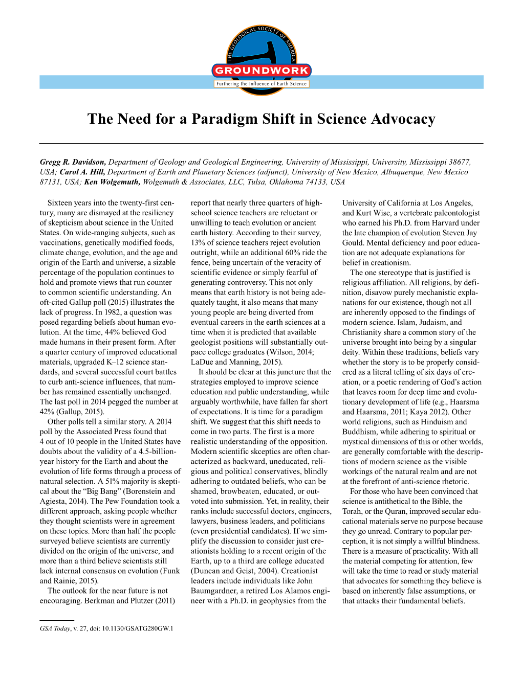 The Need for a Paradigm Shift in Science Advocacy