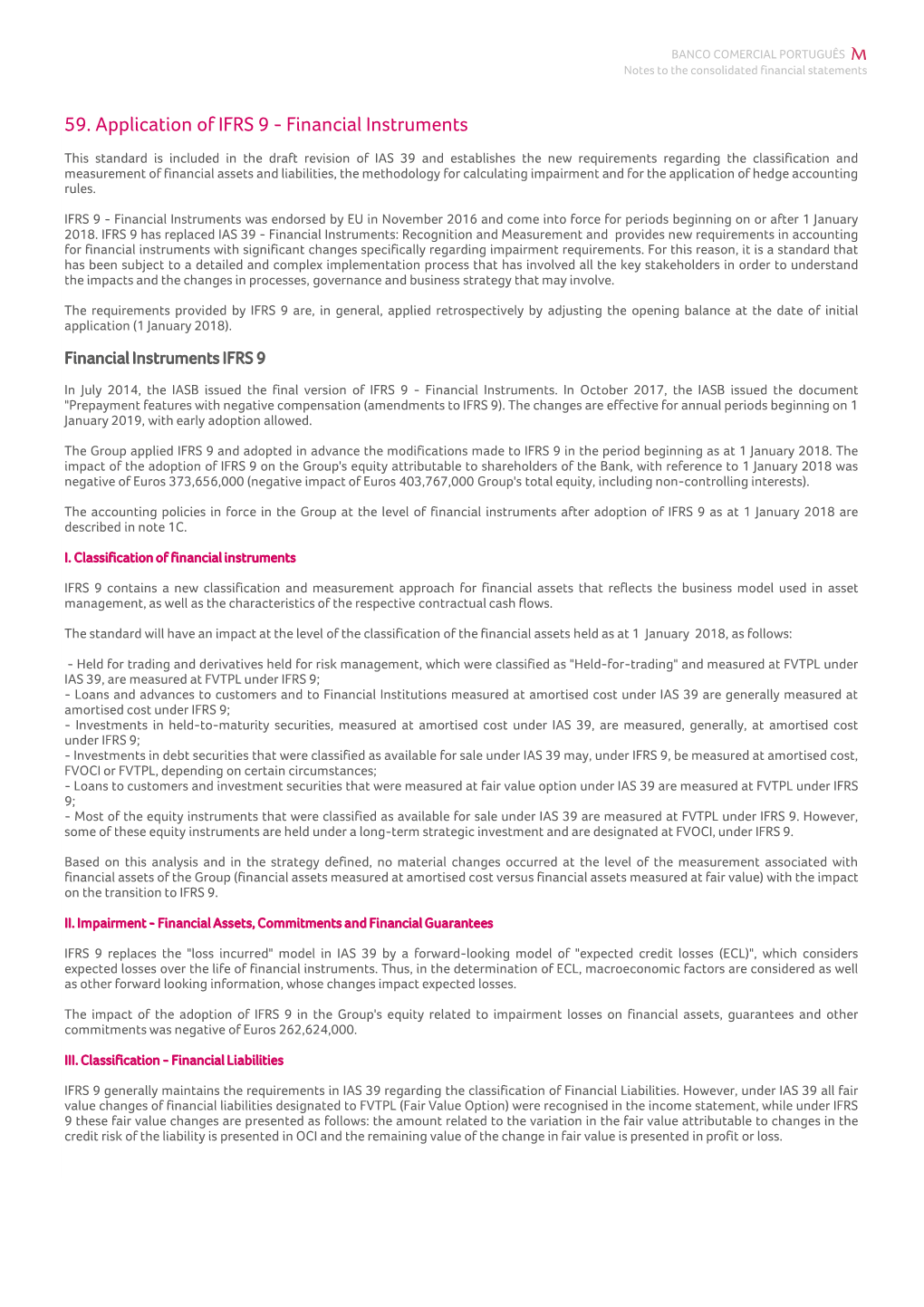 59. Application of IFRS 9 - Financial Instruments