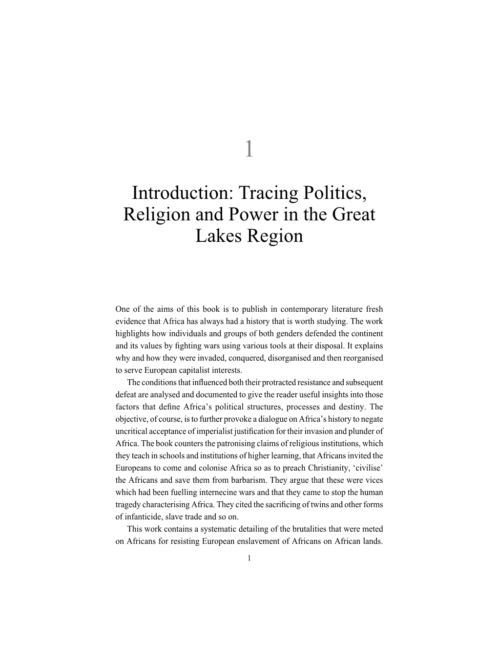 Introduction: Tracing Politics, Religion and Power in the Great Lakes Region