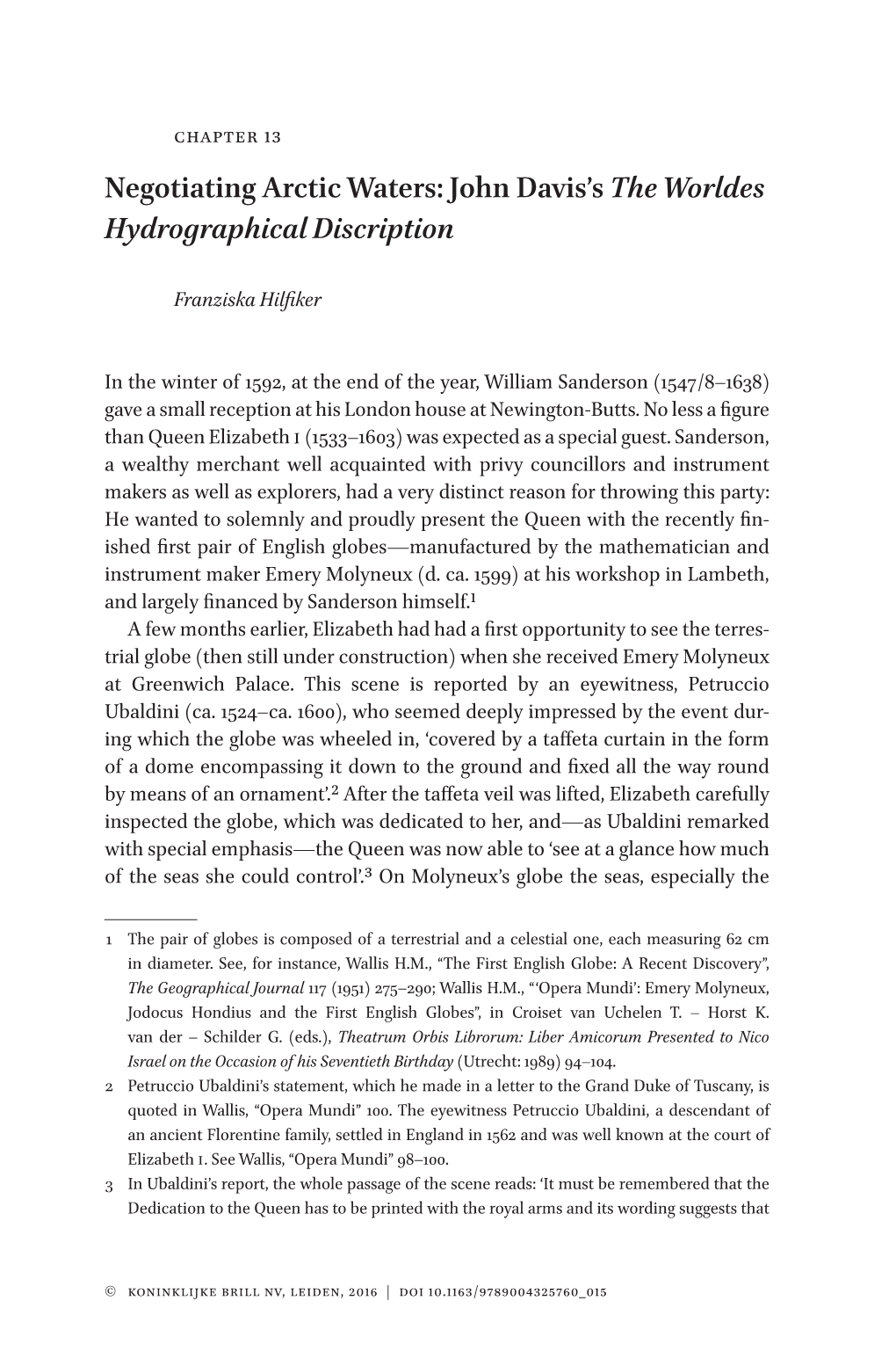 Negotiating Arctic Waters: John Davis’S the Worldes Hydrographical Discription