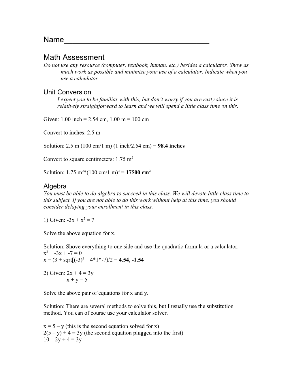 Math Assessment