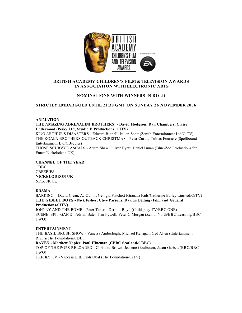 British Academy Children's Film & Television Awards