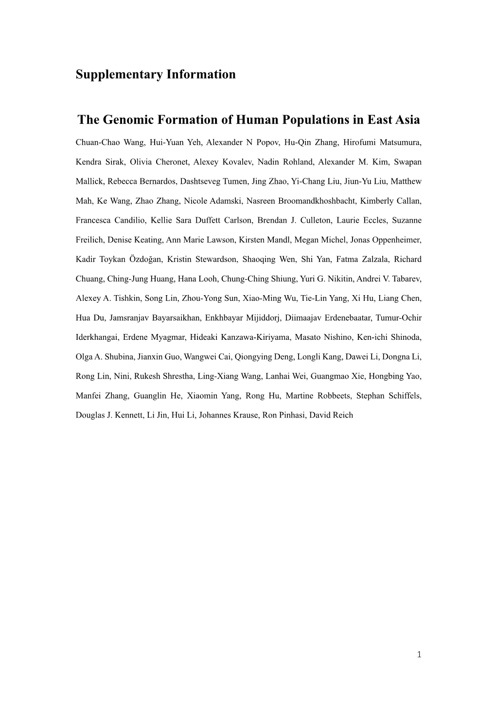 Supplementary Information the Genomic Formation of Human