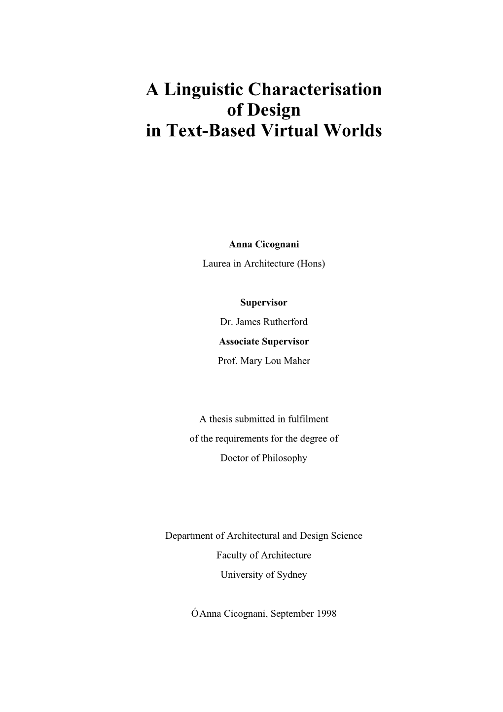 A Linguistic Characterisation of Design in Text-Based Virtual Worlds