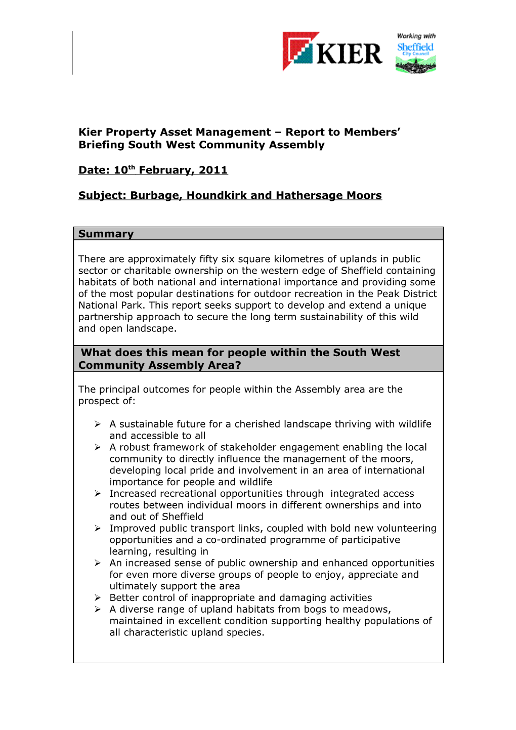 Kier Property Asset Management Report to Asset Management Group
