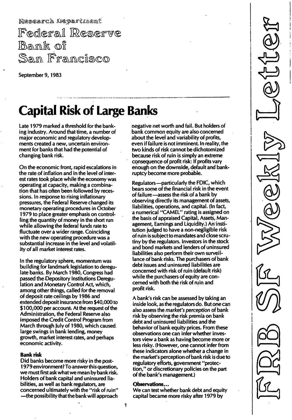 Capital Risk of Large Banks