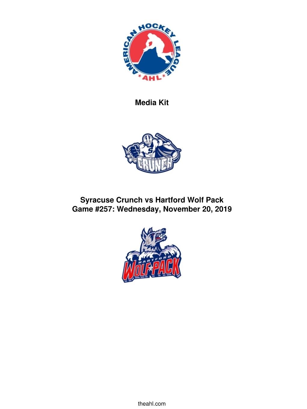 Media Kit Syracuse Crunch Vs Hartford Wolf Pack Game #257