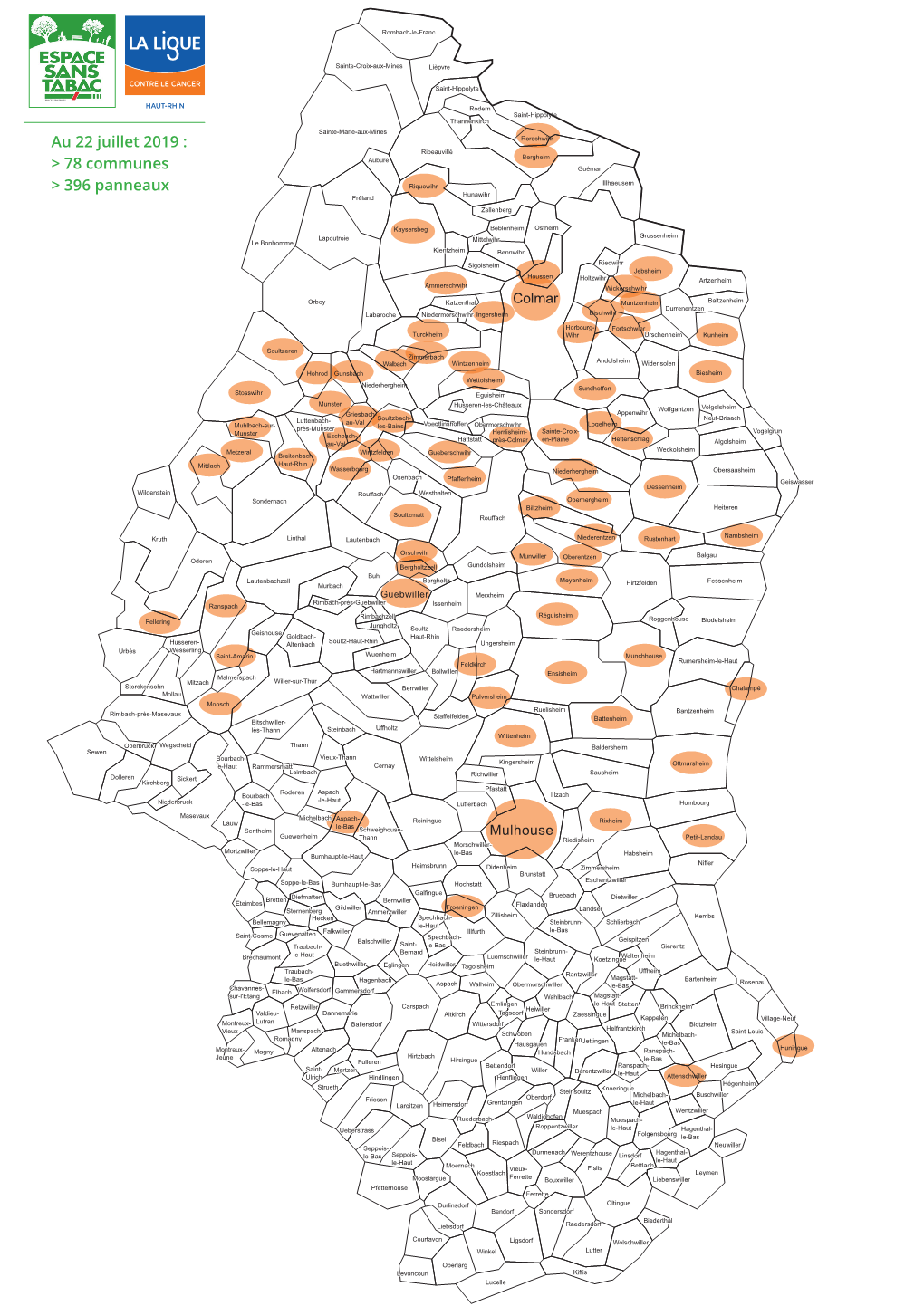 Au 22 Juillet 2019 : Rorschwihr Ribeauvillé Aubure Bergheim > 78 Communes Guémar