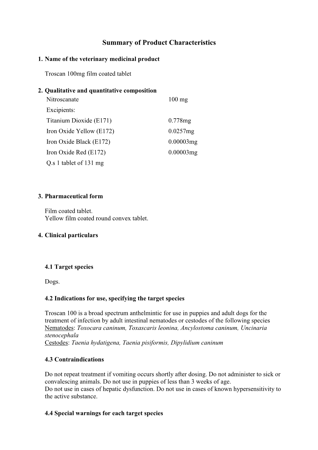 Summary of Product Characteristics