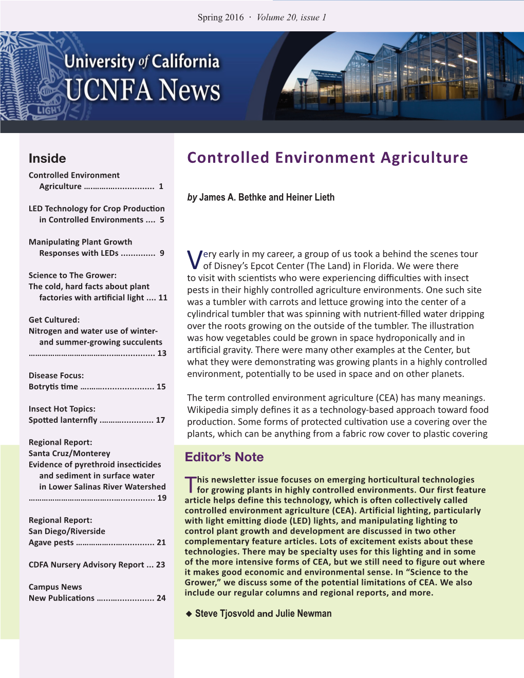 Controlled Environment Agriculture Controlled Environment Agriculture ….…….…