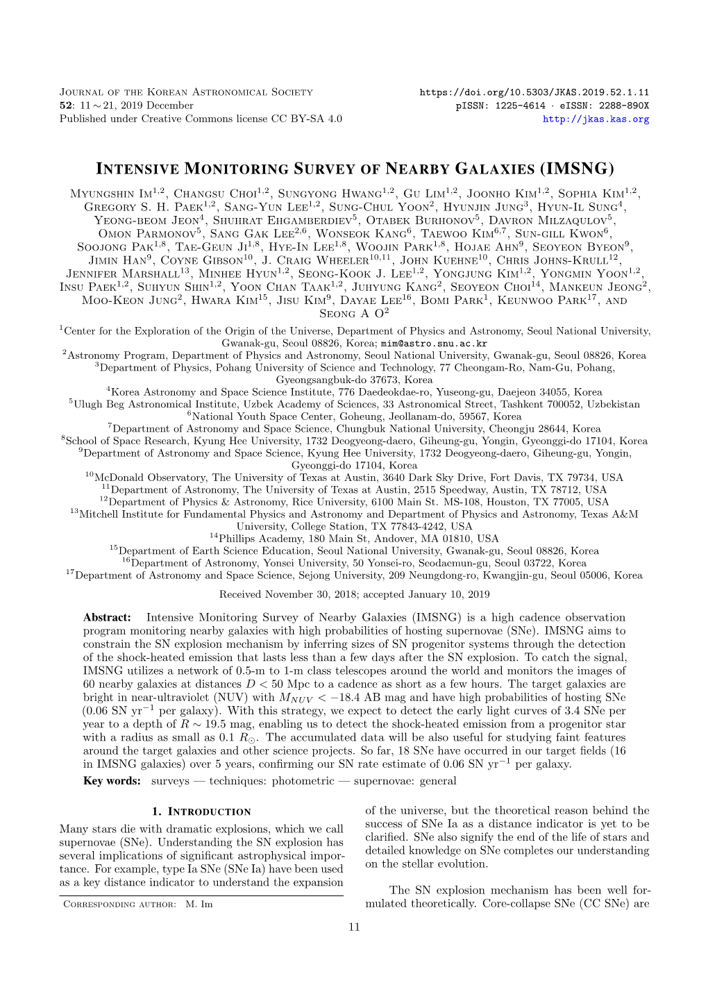 Intensive Monitoring Survey of Nearby Galaxies (Imsng)