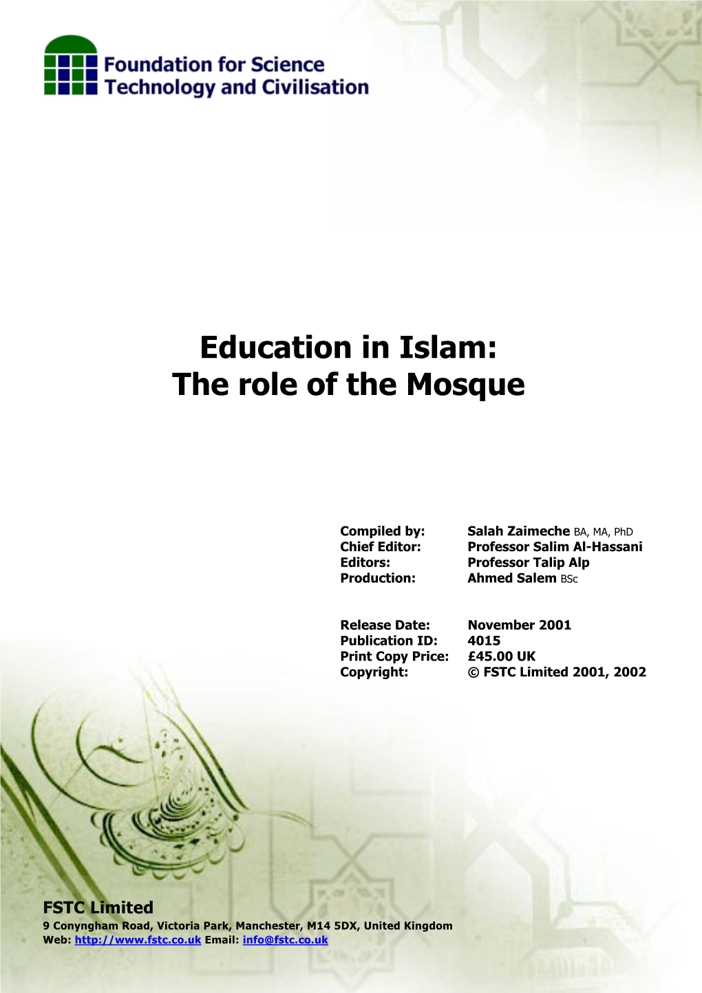 Education in Islam: the Role of the Mosque