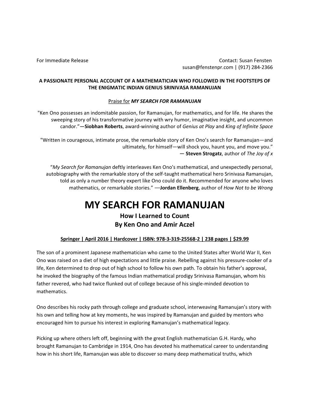 My Search for Ramanujan