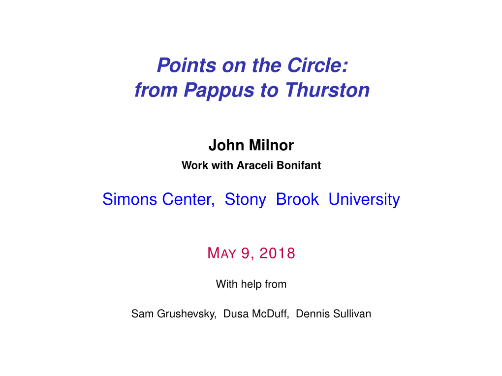 Points on the Circle: from Pappus to Thurston