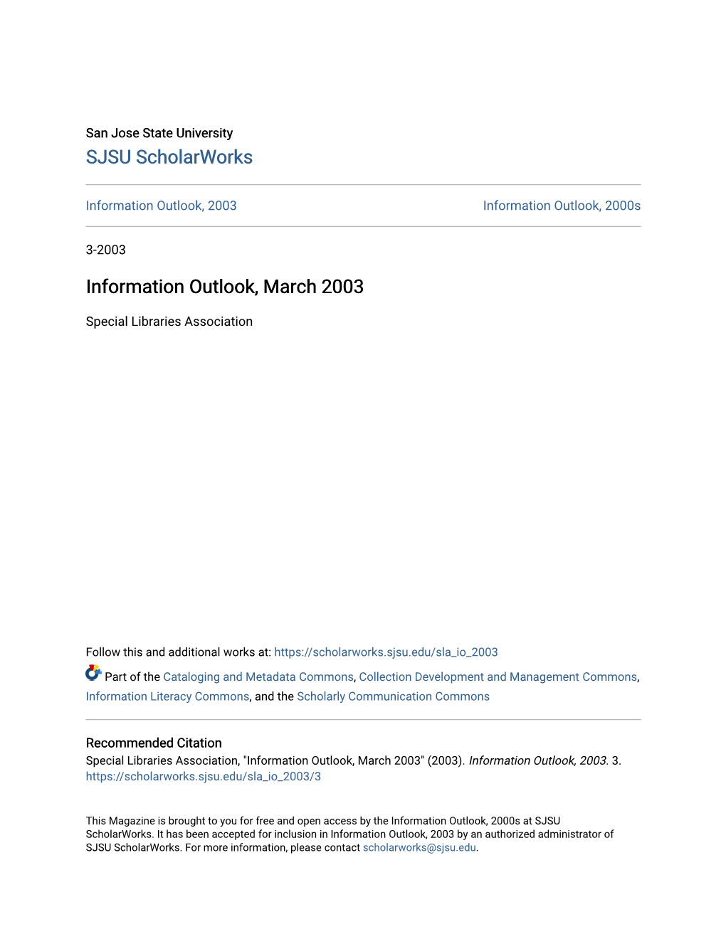 Information Outlook, March 2003