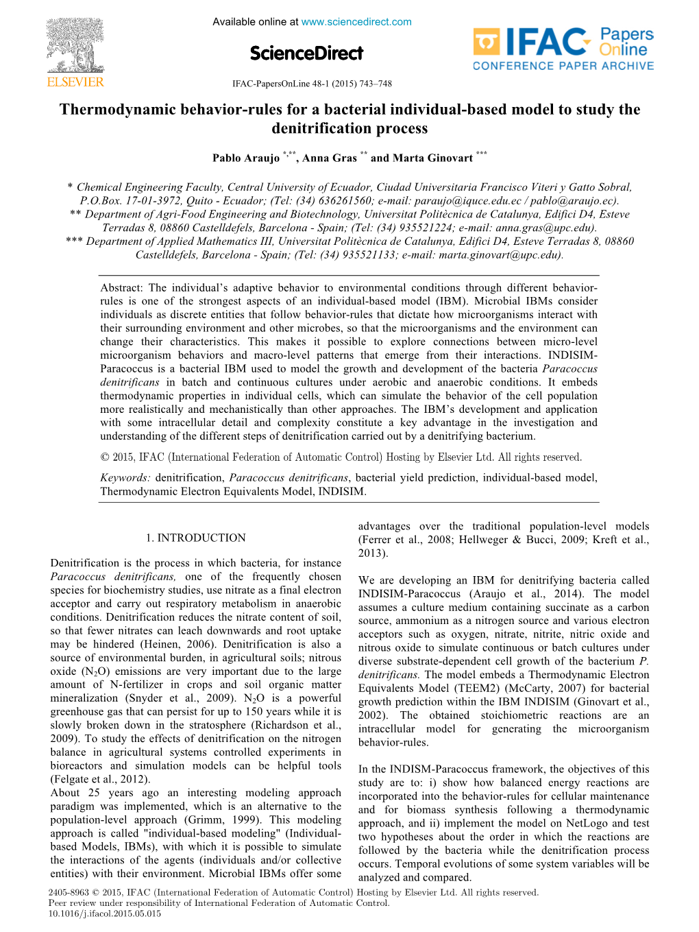 Thermodynamic Behavior-Rules for a Bacterial Individual-Based Model To