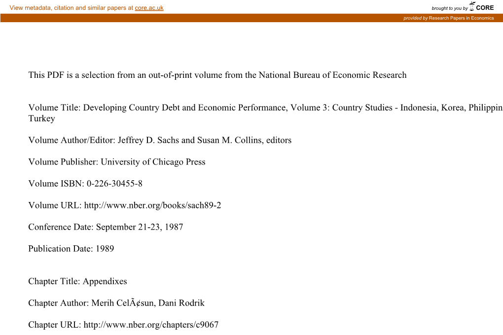 This PDF Is a Selection from an Out-Of-Print Volume from the National Bureau of Economic Research