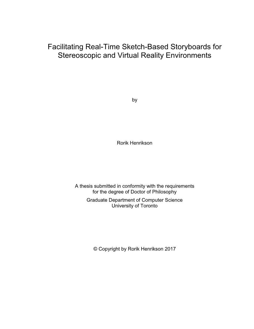 Facilitating Real-Time Sketch-Based Storyboards for Stereoscopic and Virtual Reality Environments