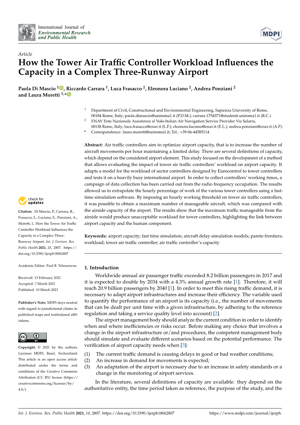 How the Tower Air Traffic Controller Workload Influences the Capacity In