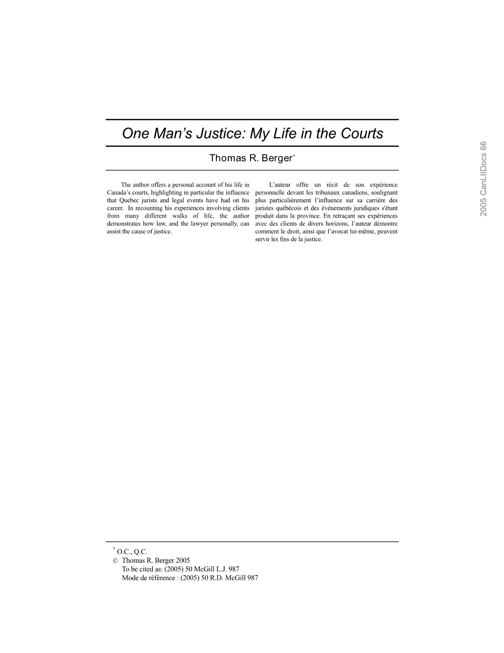 One Man's Justice: My Life in the Courts