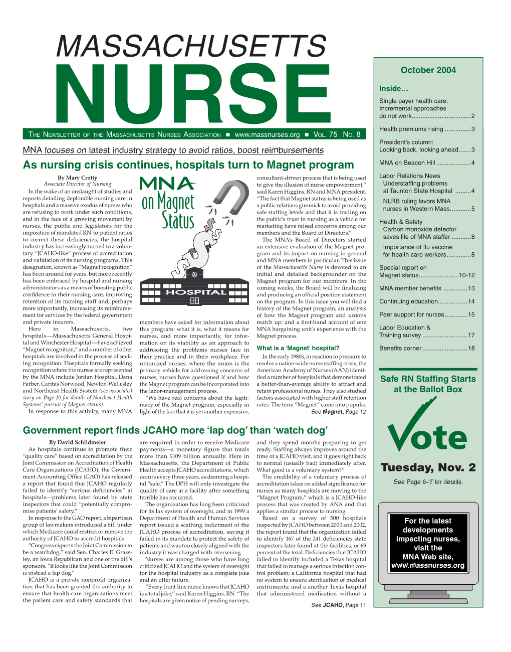 Massachusetts Nurse Newsletter :: October 2004