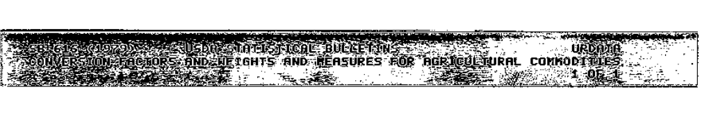 Conversion Factors and Weights and Measures for Agricultural Commodities and Their Products