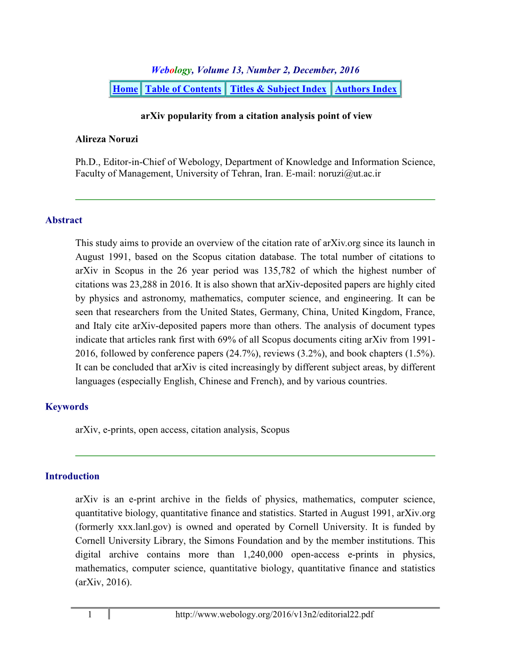 Arxiv Popularity from a Citation Analysis Point of View