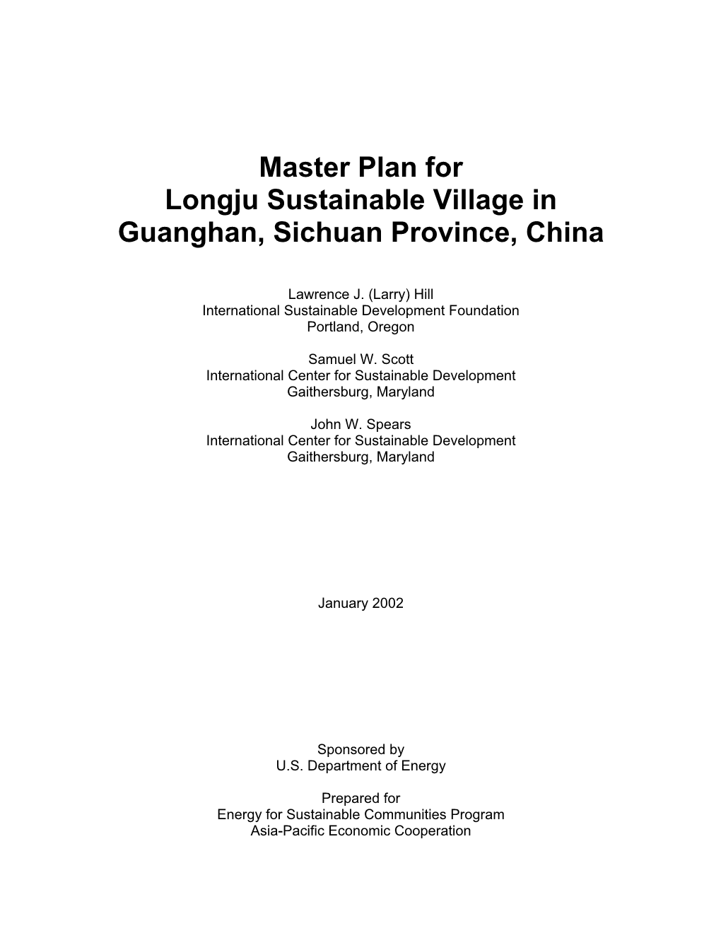 Master Plan for Longju Sustainable Village in Guanghan, Sichuan Province, China
