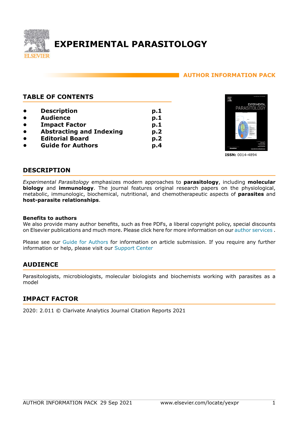 Experimental Parasitology