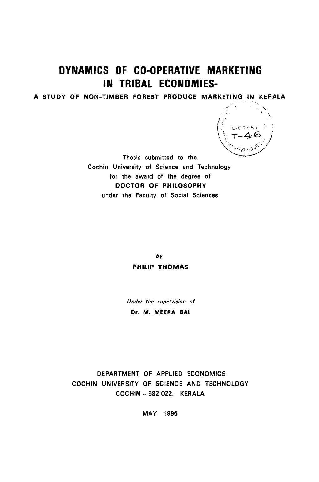 Dynamics of Co-Operative Marketingin Tribiai