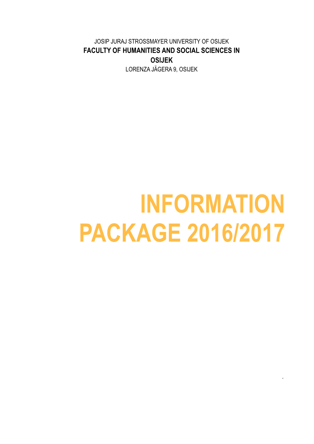 Information Package 2016/2017