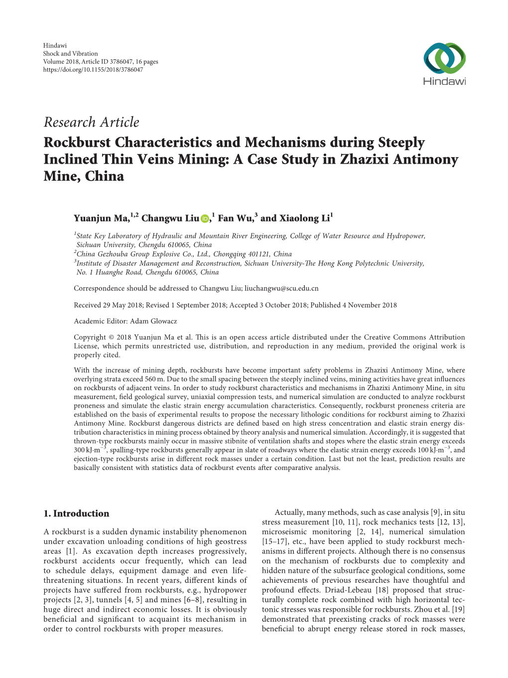 Rockburst Characteristics and Mechanisms During Steeply Inclined Thin Veins Mining: a Case Study in Zhazixi Antimony Mine, China