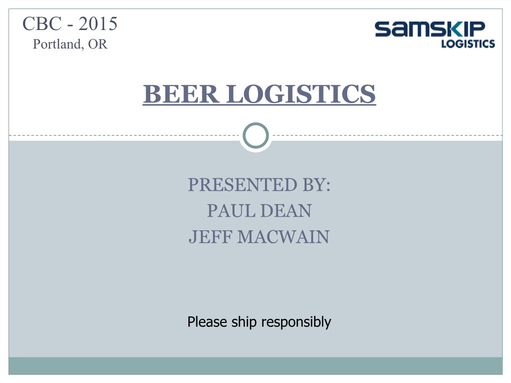 Beer Logistics